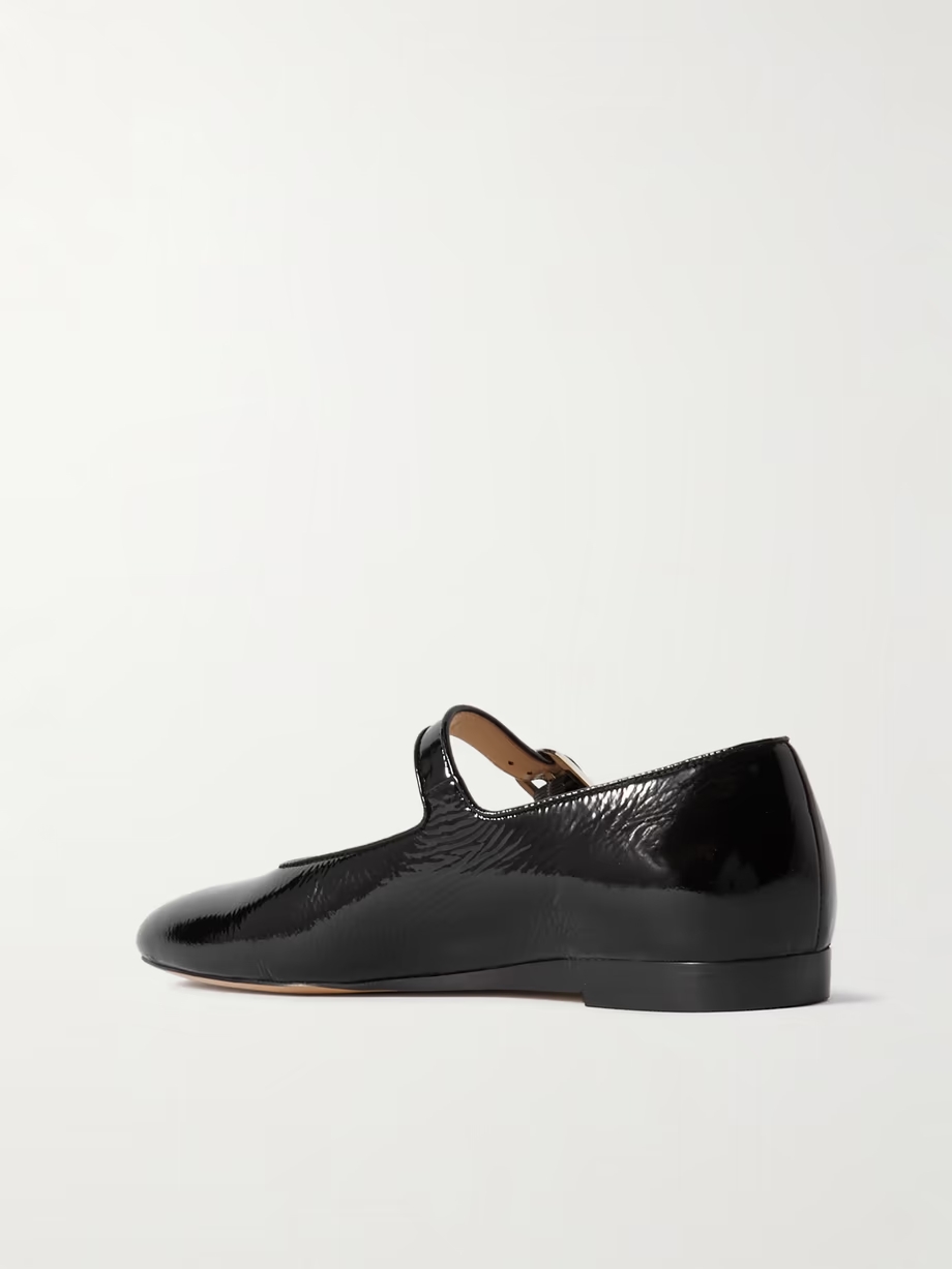Crinkled patent-leather Mary Jane ballet flats Crinkled patent-leather Mary Jane ballet flats
