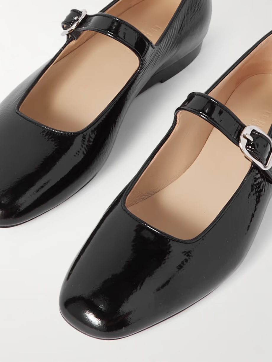 Crinkled patent-leather Mary Jane ballet flats Crinkled patent-leather Mary Jane ballet flats