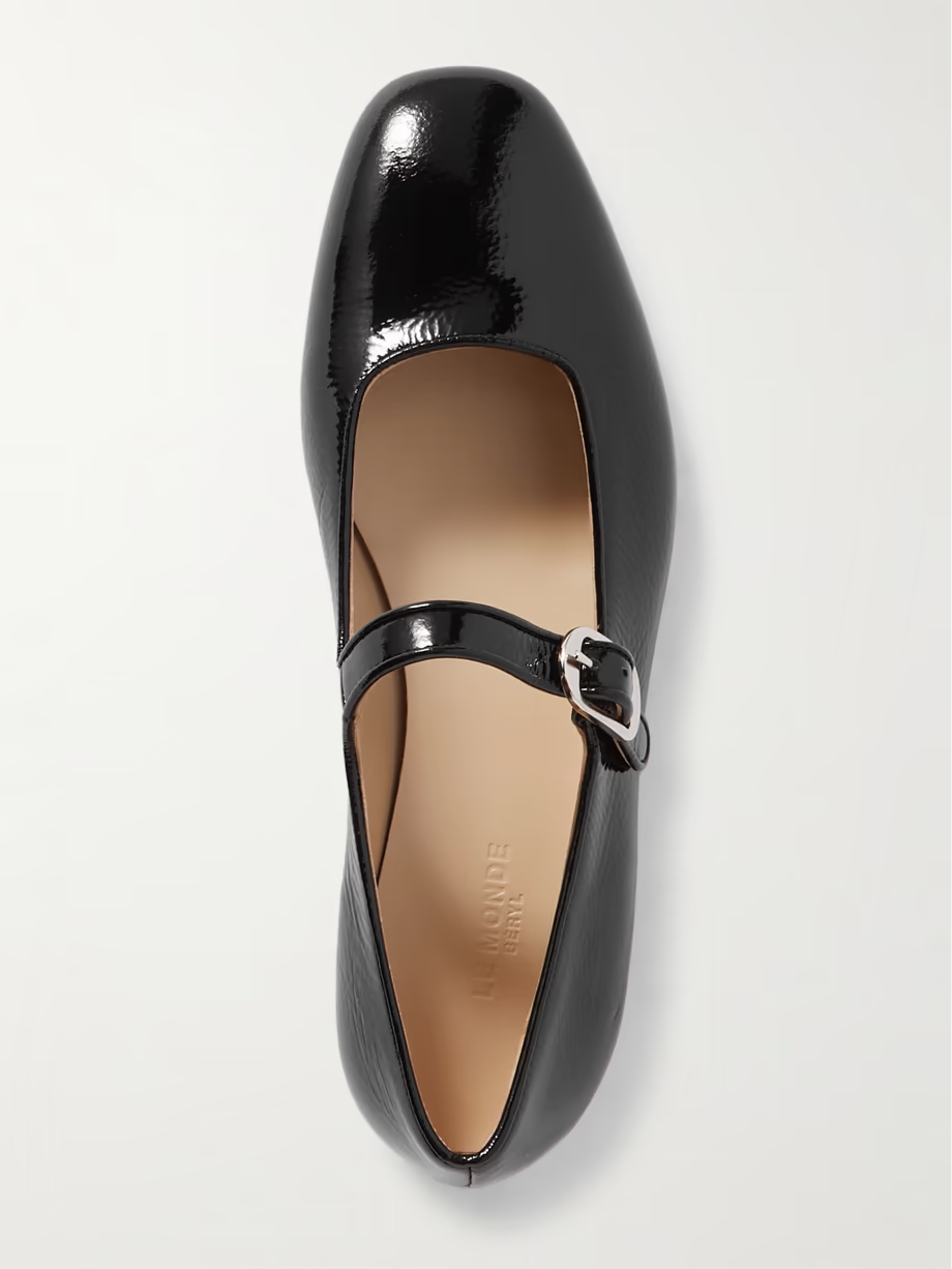 Crinkled patent-leather Mary Jane ballet flats Crinkled patent-leather Mary Jane ballet flats