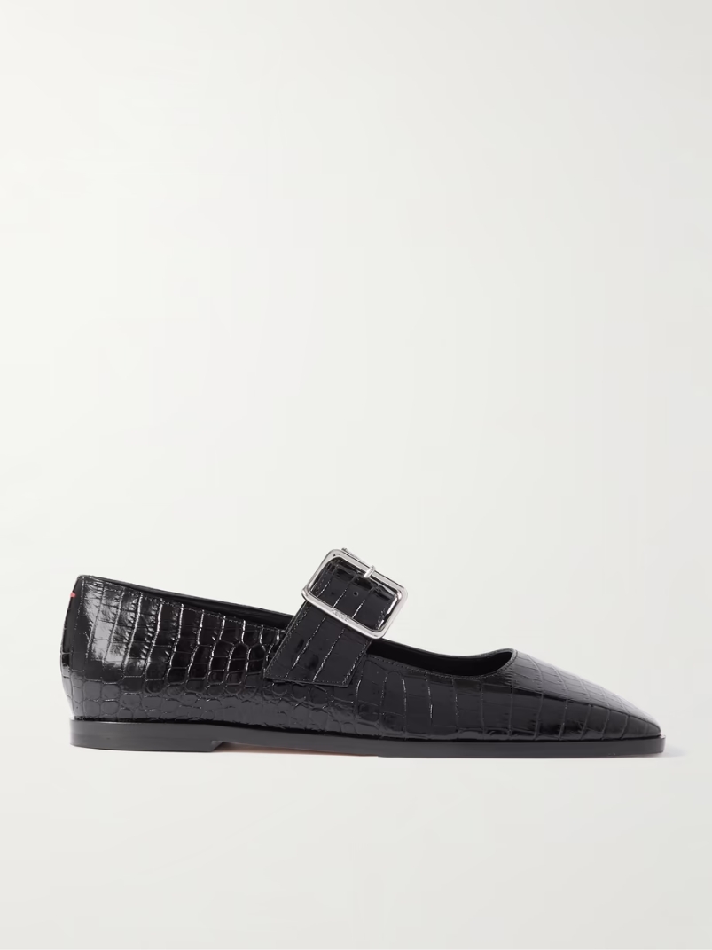 Sunny croc-effect leather Mary Jane ballet flats Sunny croc-effect leather Mary Jane ballet flats