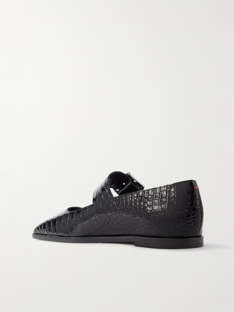 Sunny croc-effect leather Mary Jane ballet flats Sunny croc-effect leather Mary Jane ballet flats