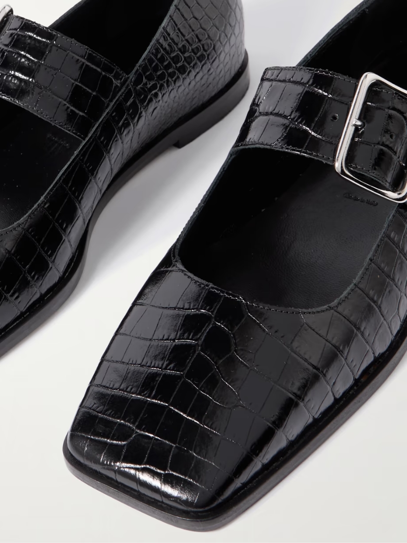 Sunny croc-effect leather Mary Jane ballet flats Sunny croc-effect leather Mary Jane ballet flats