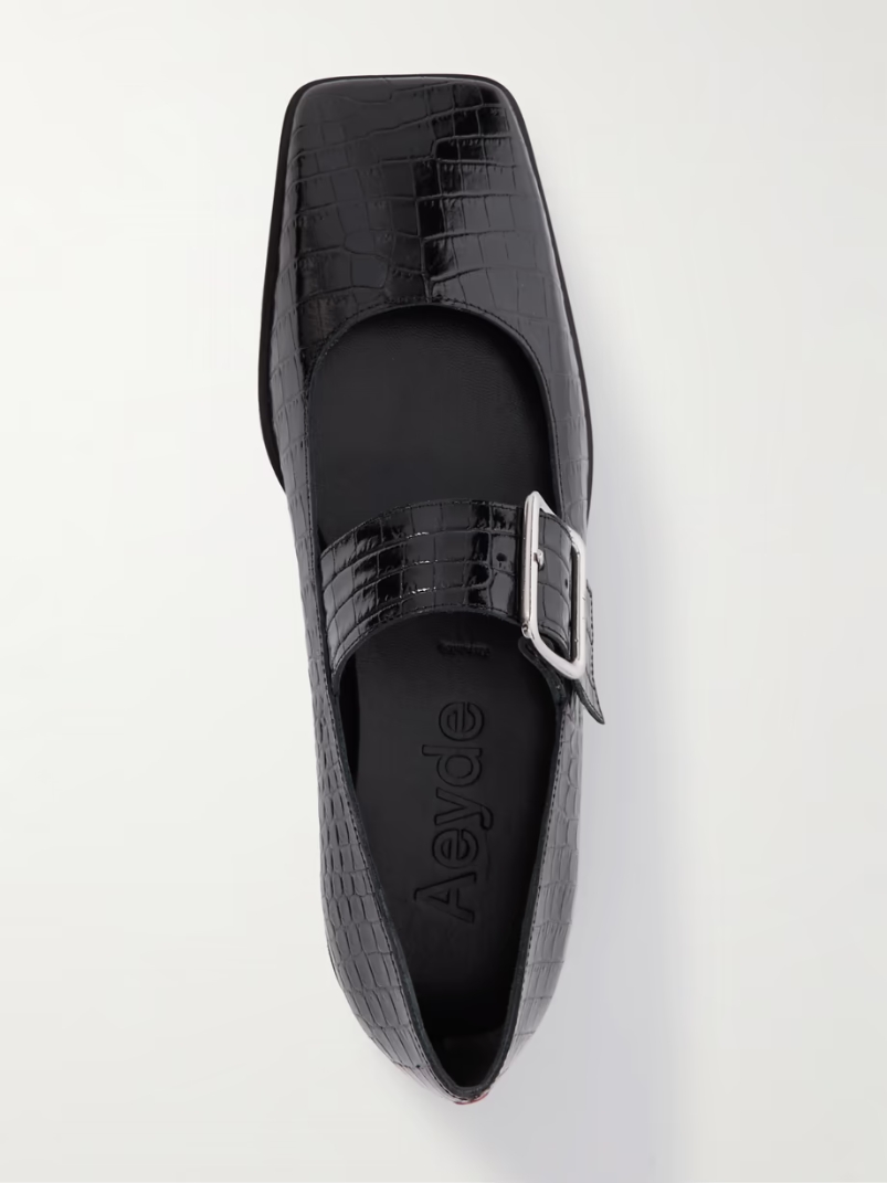 Sunny croc-effect leather Mary Jane ballet flats Sunny croc-effect leather Mary Jane ballet flats