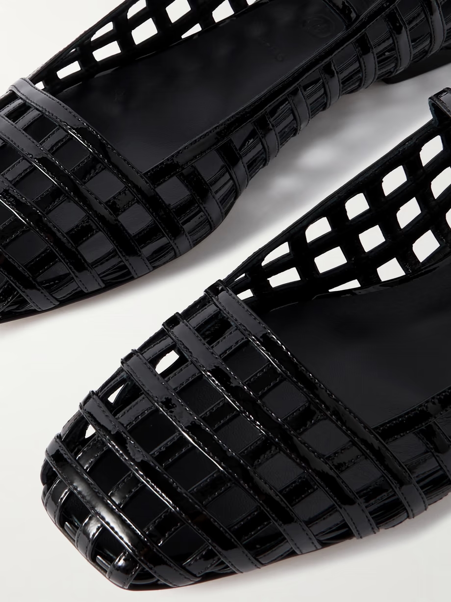 Uma Caged cut-out patent-leather Mary Jane ballet flats Uma Caged cut-out patent-leather Mary Jane ballet flats