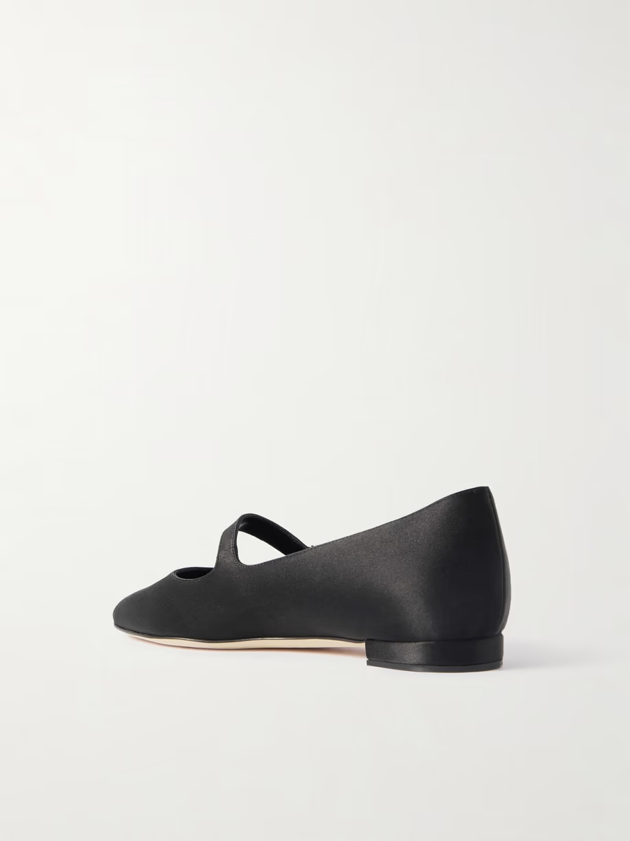 Marijanaflat crystal-embellished satin Mary-Jane ballet flats Marijanaflat crystal-embellished satin Mary-Jane ballet flats
