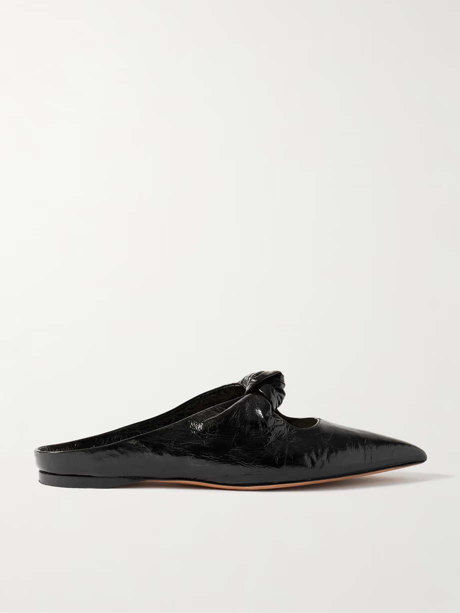 Rowan knotted crinkled-leather mules Rowan knotted crinkled-leather mules