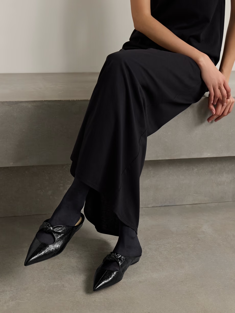 Rowan knotted crinkled-leather mules Rowan knotted crinkled-leather mules
