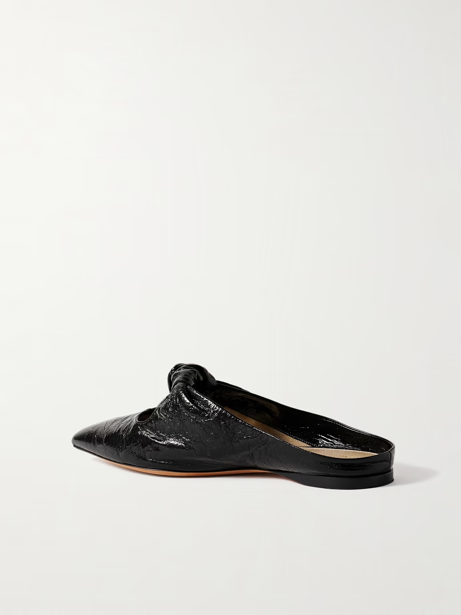 Rowan knotted crinkled-leather mules Rowan knotted crinkled-leather mules