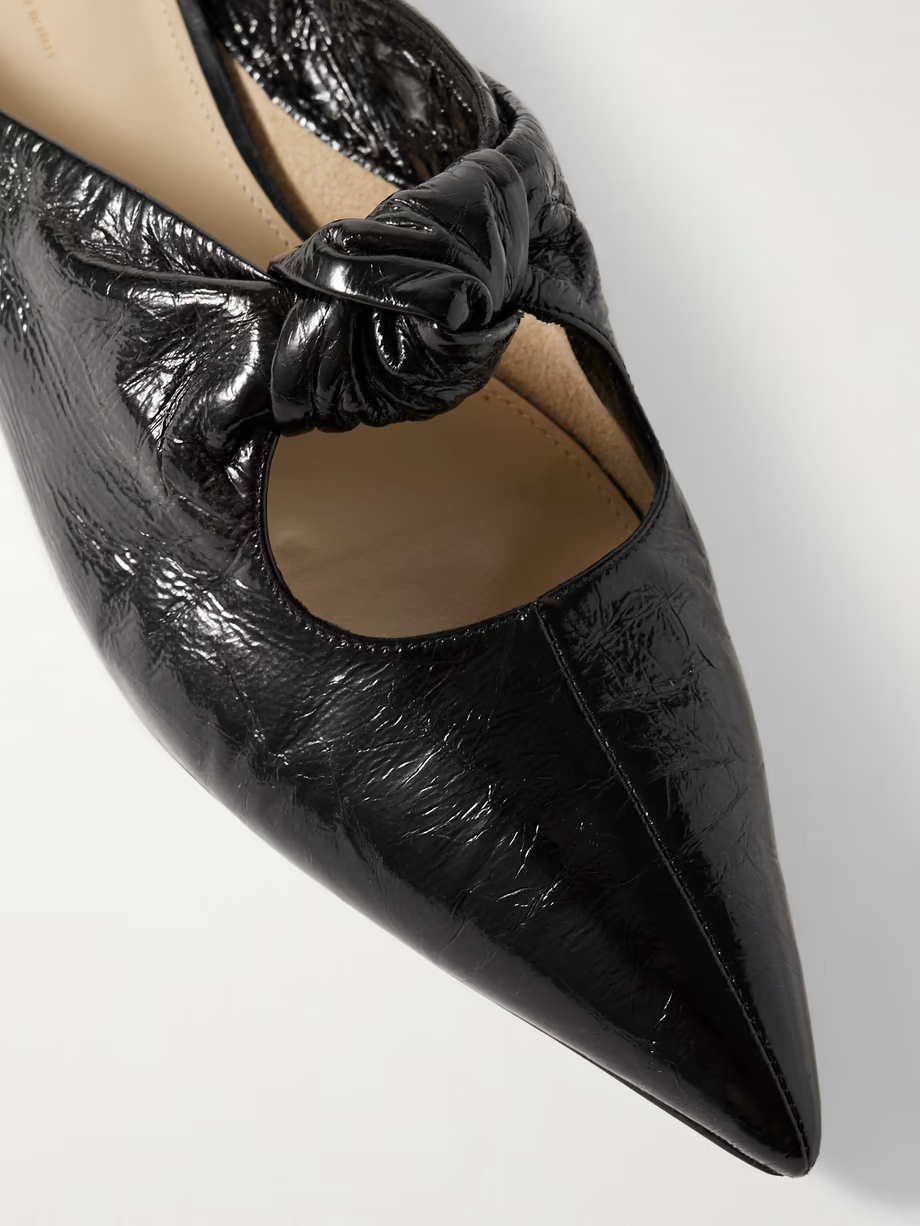 Rowan knotted crinkled-leather mules Rowan knotted crinkled-leather mules