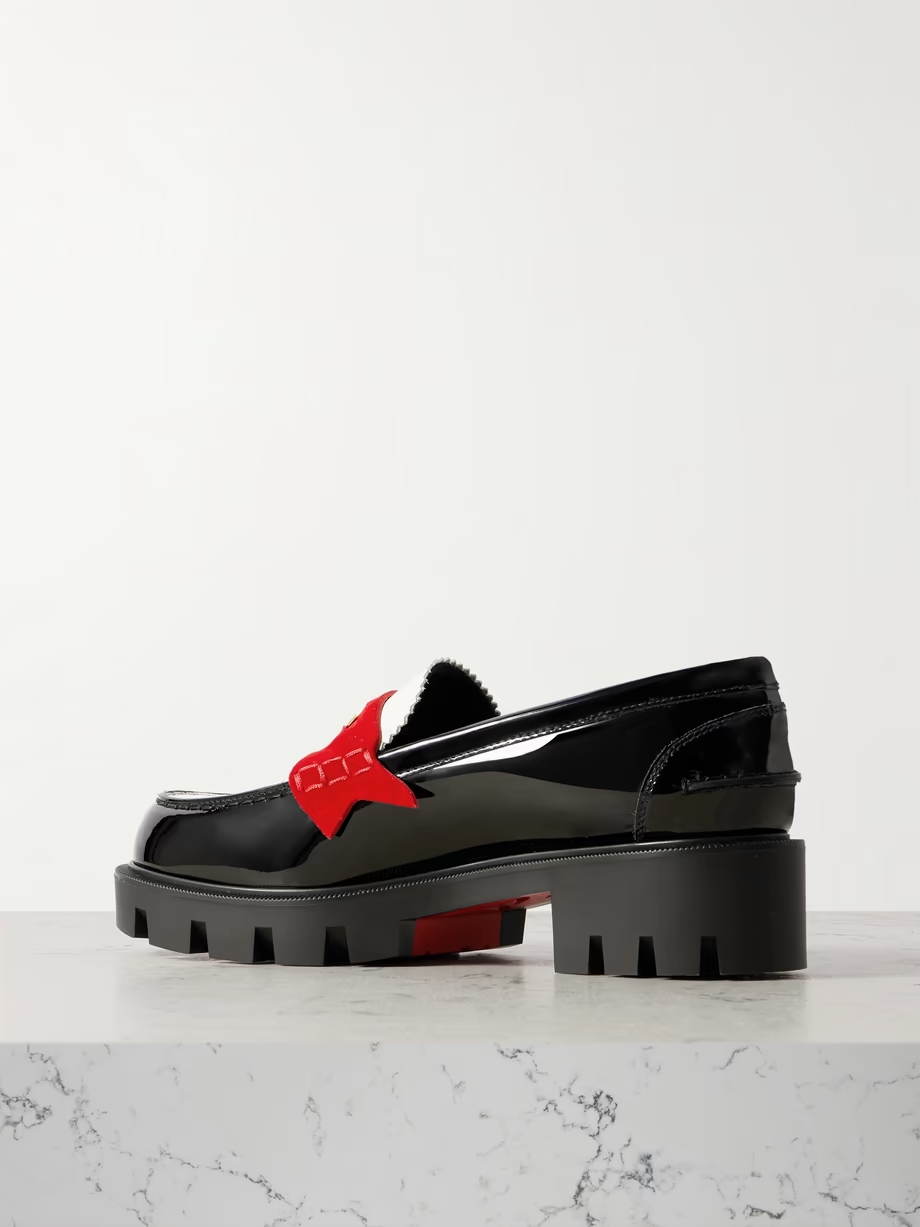 Penny velour-trimmed leather loafers Penny velour-trimmed leather loafers