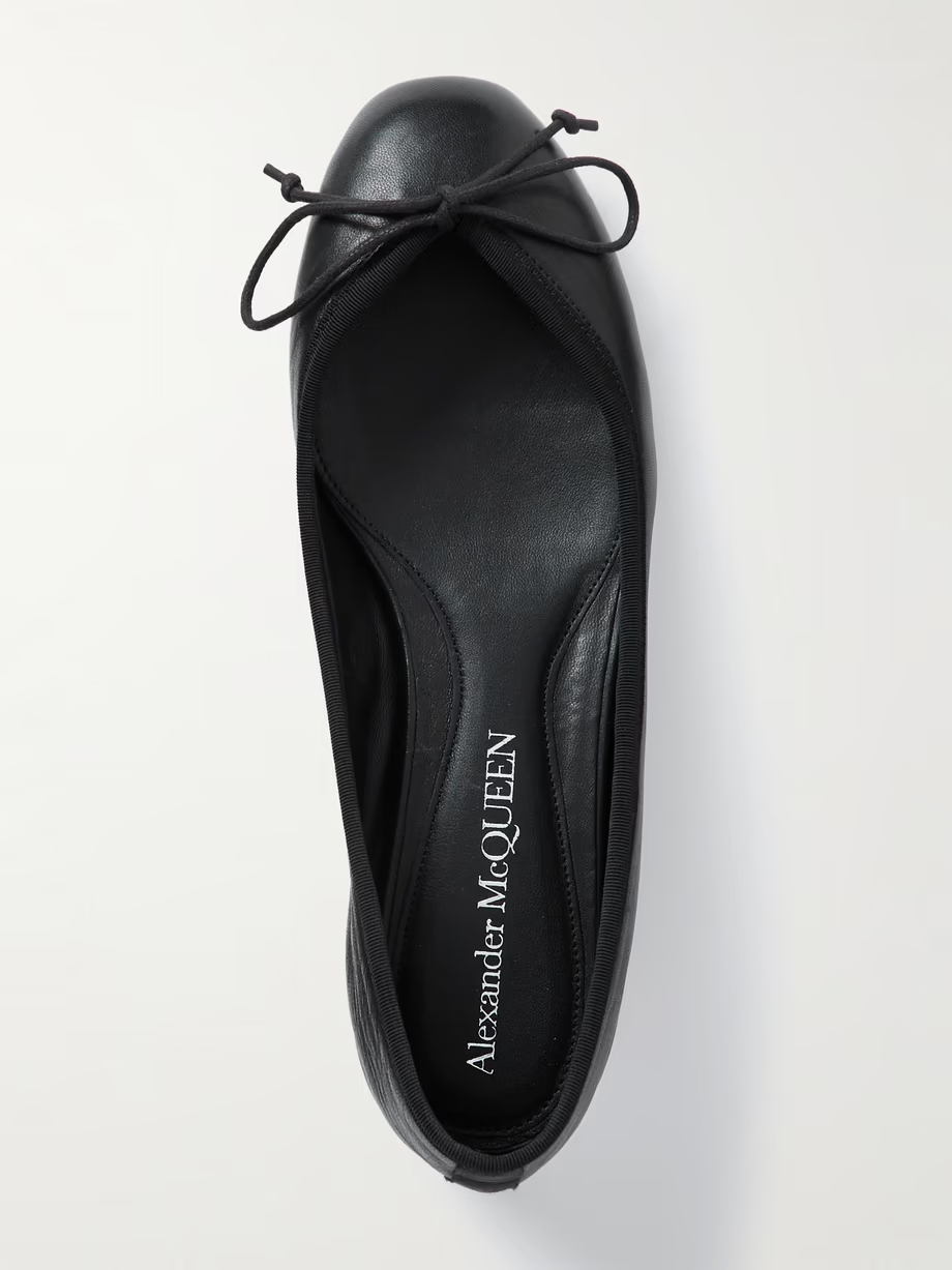 Embellished grosgrain-trimmed leather ballet flats Embellished grosgrain-trimmed leather ballet flats