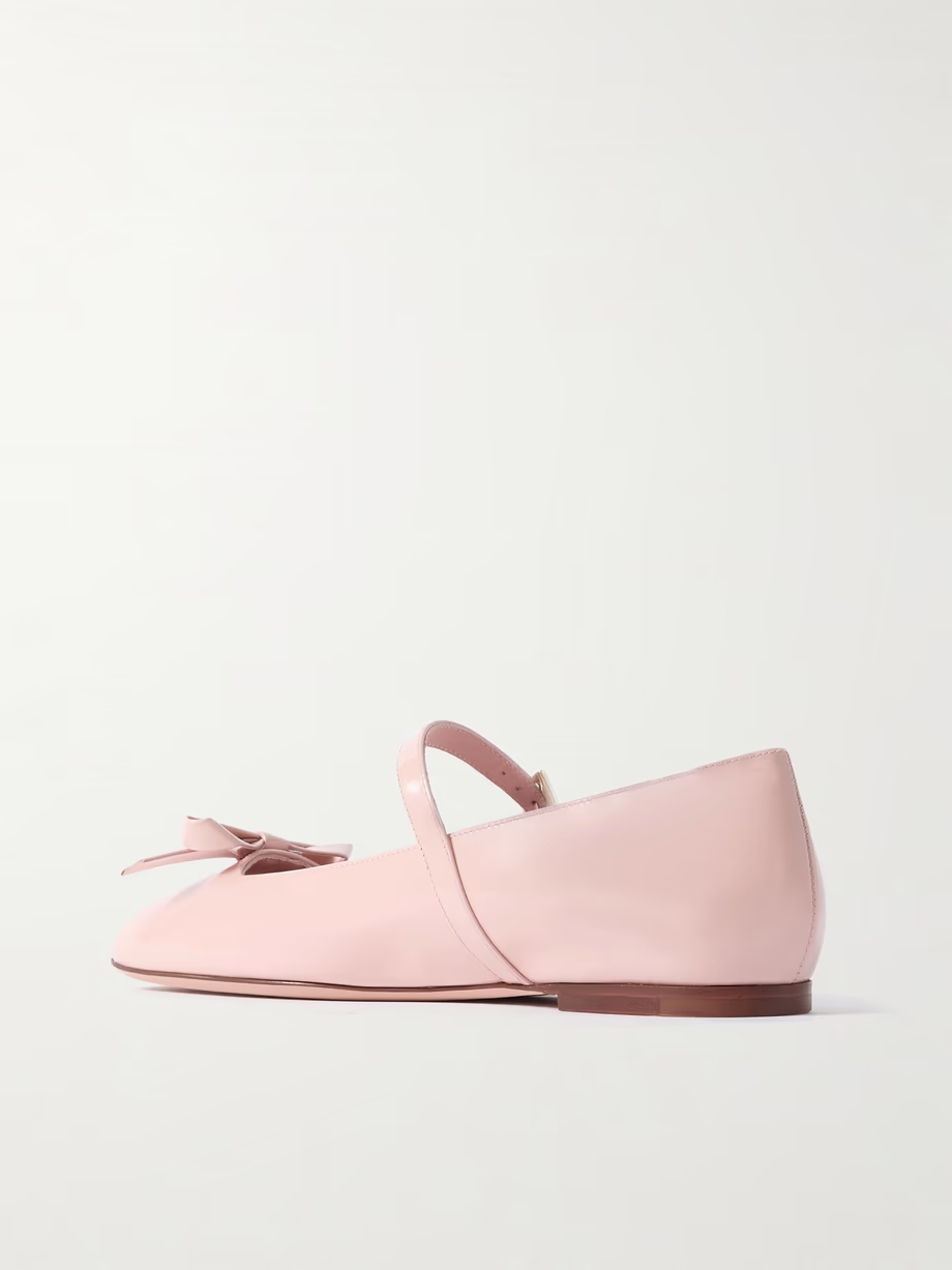 Bow-embellished patent-leather Mary Jane ballet flats Bow-embellished patent-leather Mary Jane ballet flats