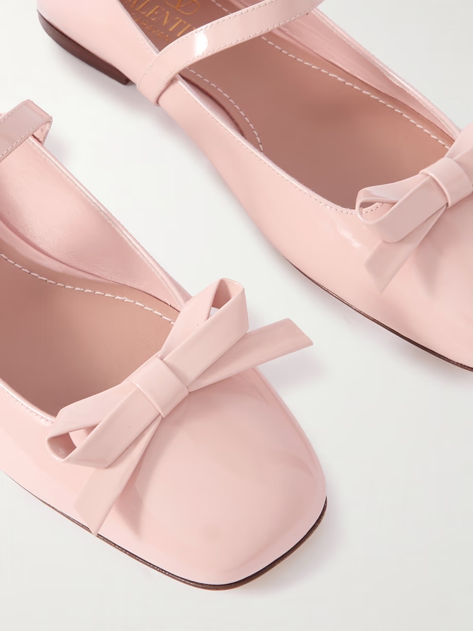 Bow-embellished patent-leather Mary Jane ballet flats Bow-embellished patent-leather Mary Jane ballet flats
