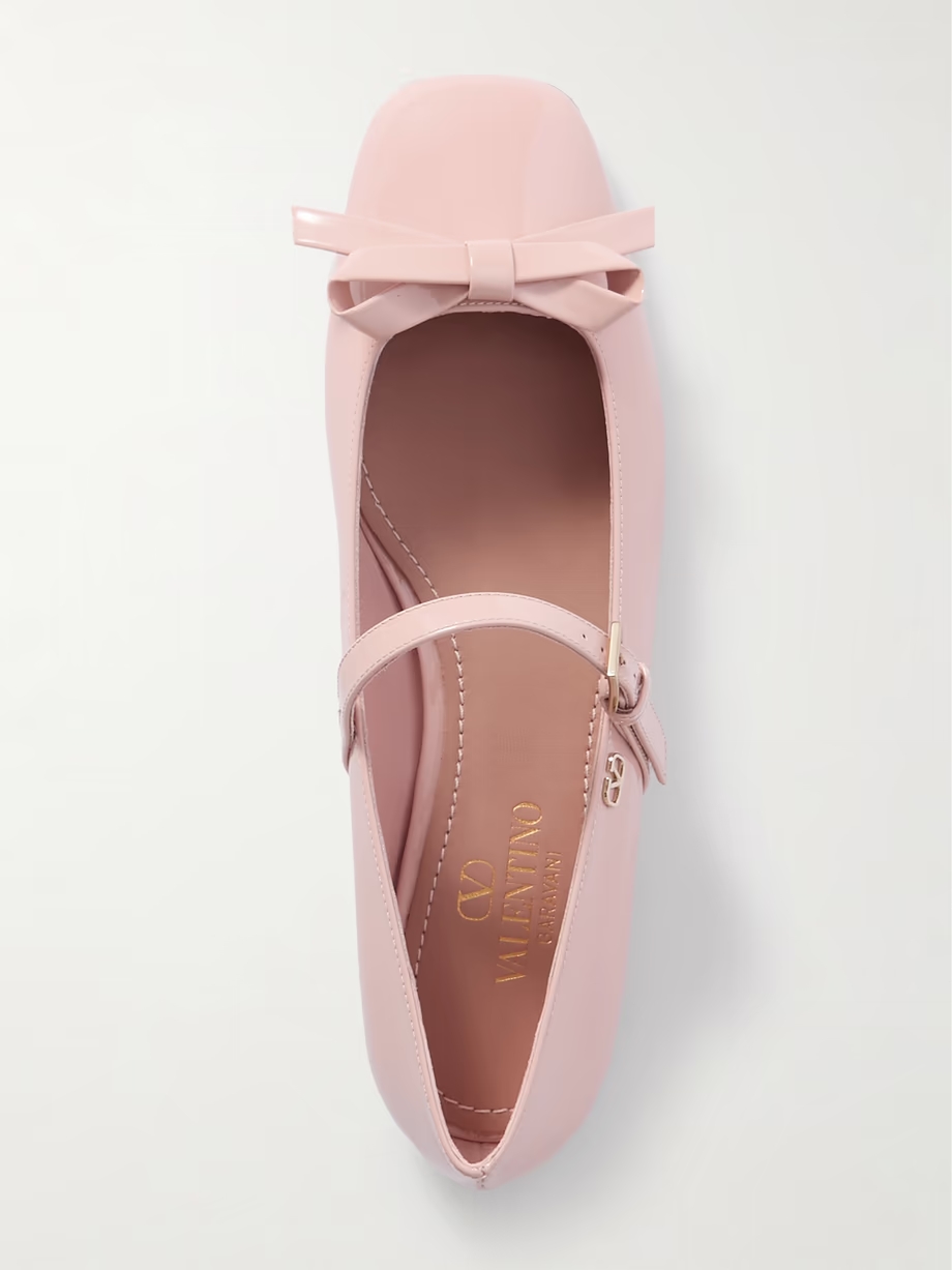 Bow-embellished patent-leather Mary Jane ballet flats Bow-embellished patent-leather Mary Jane ballet flats