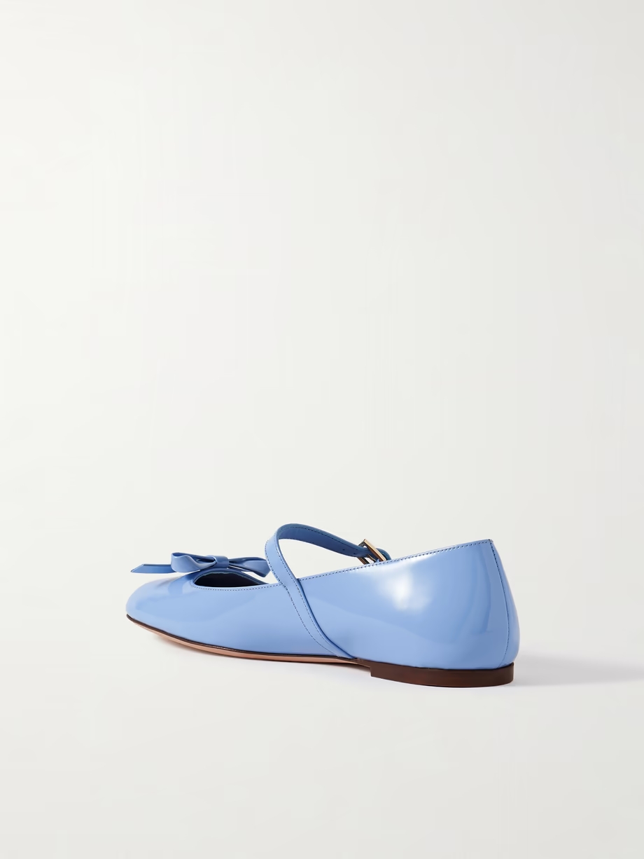 Bow-embellished patent-leather Mary Jane ballet flats Bow-embellished patent-leather Mary Jane ballet flats