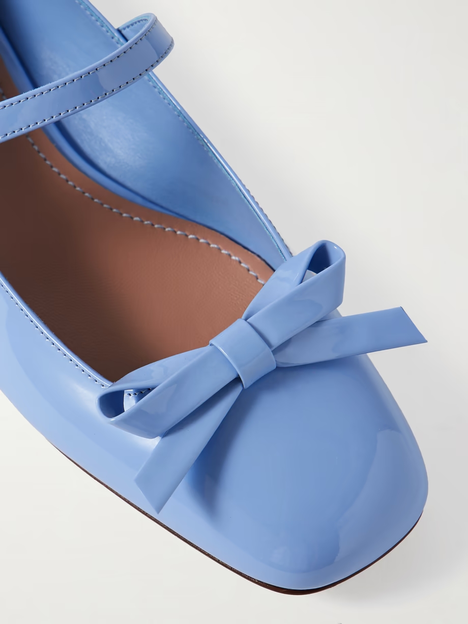 Bow-embellished patent-leather Mary Jane ballet flats Bow-embellished patent-leather Mary Jane ballet flats