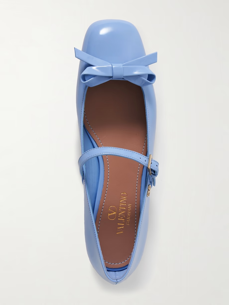 Bow-embellished patent-leather Mary Jane ballet flats Bow-embellished patent-leather Mary Jane ballet flats