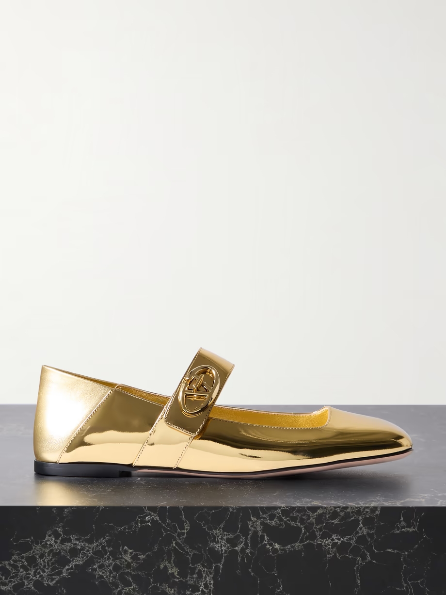 VLOGO Locker collapsible-heel mirrored-leather ballet flats VLOGO Locker collapsible-heel mirrored-leather ballet flats