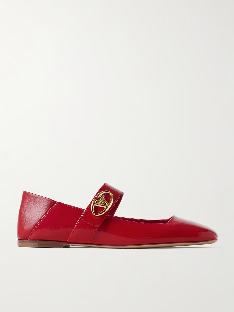 VLOGO Locker crinkled patent-leather ballet flats VLOGO Locker crinkled patent-leather ballet flats