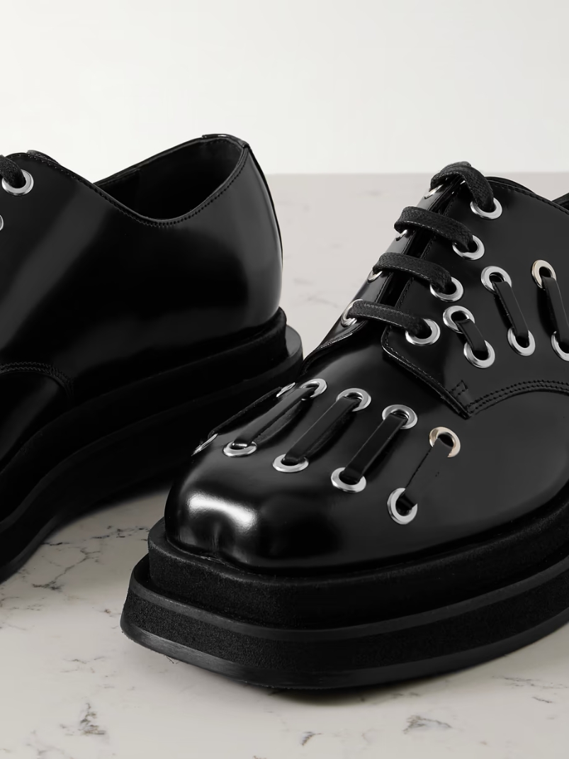 Embellished leather platform brogues Embellished leather platform brogues