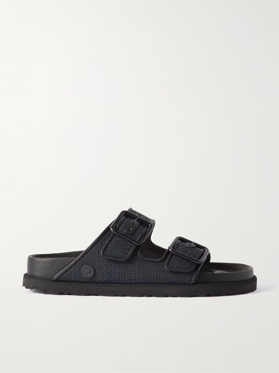 Arizona Luxe leather-trimmed raffia sandals Arizona Luxe leather-trimmed raffia sandals