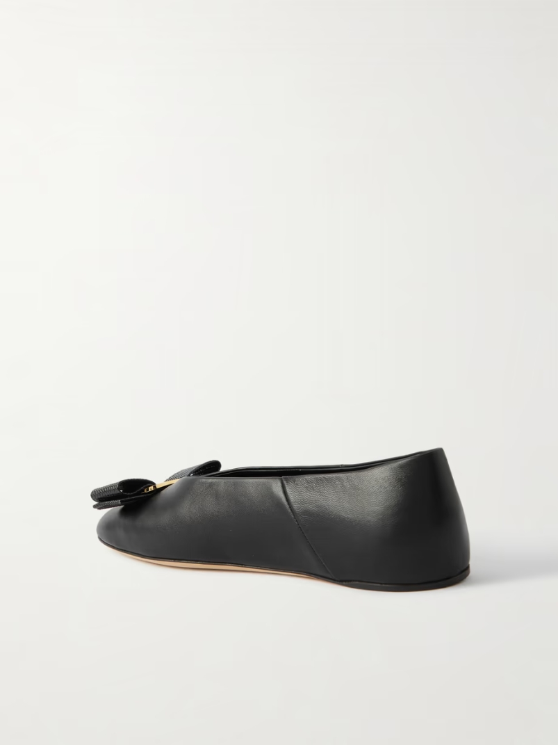 Vanna bow-detailed leather ballet flats Vanna bow-detailed leather ballet flats