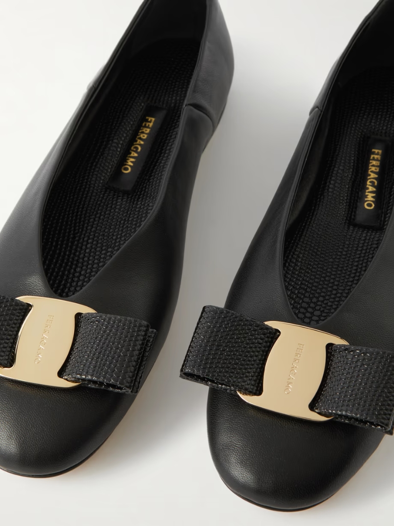 Vanna bow-detailed leather ballet flats Vanna bow-detailed leather ballet flats