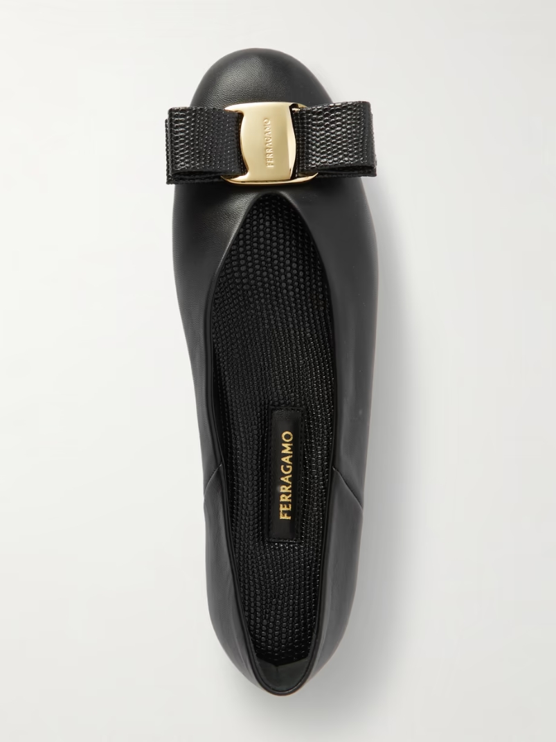Vanna bow-detailed leather ballet flats Vanna bow-detailed leather ballet flats