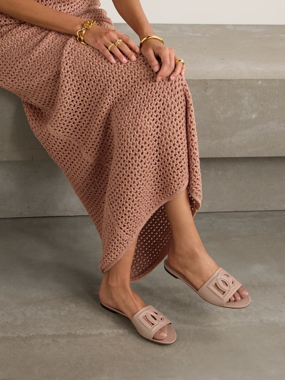 Bianca cutout leather slides Bianca cutout leather slides