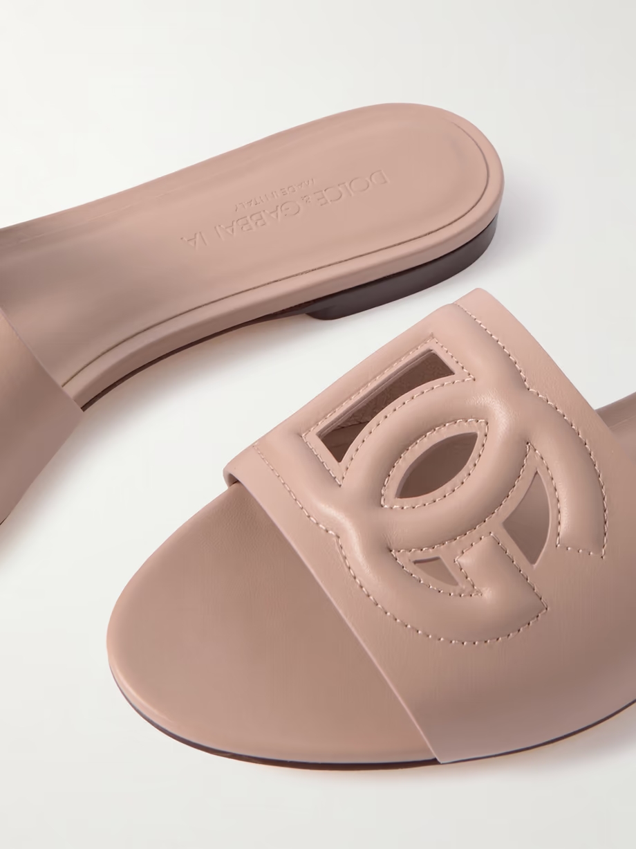 Bianca cutout leather slides Bianca cutout leather slides