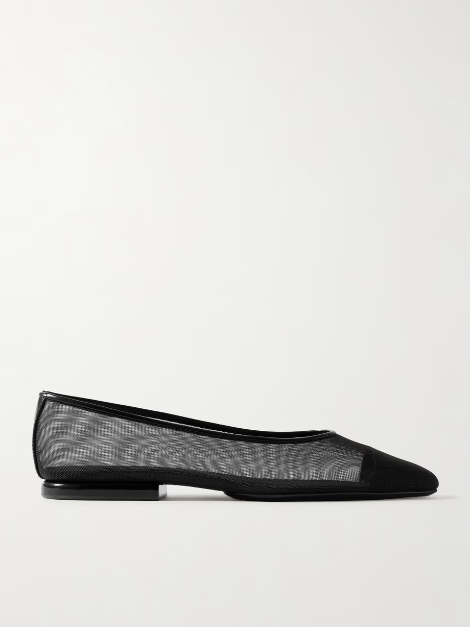 Primula leather-trimmed mesh point-toe flats Primula leather-trimmed mesh point-toe flats