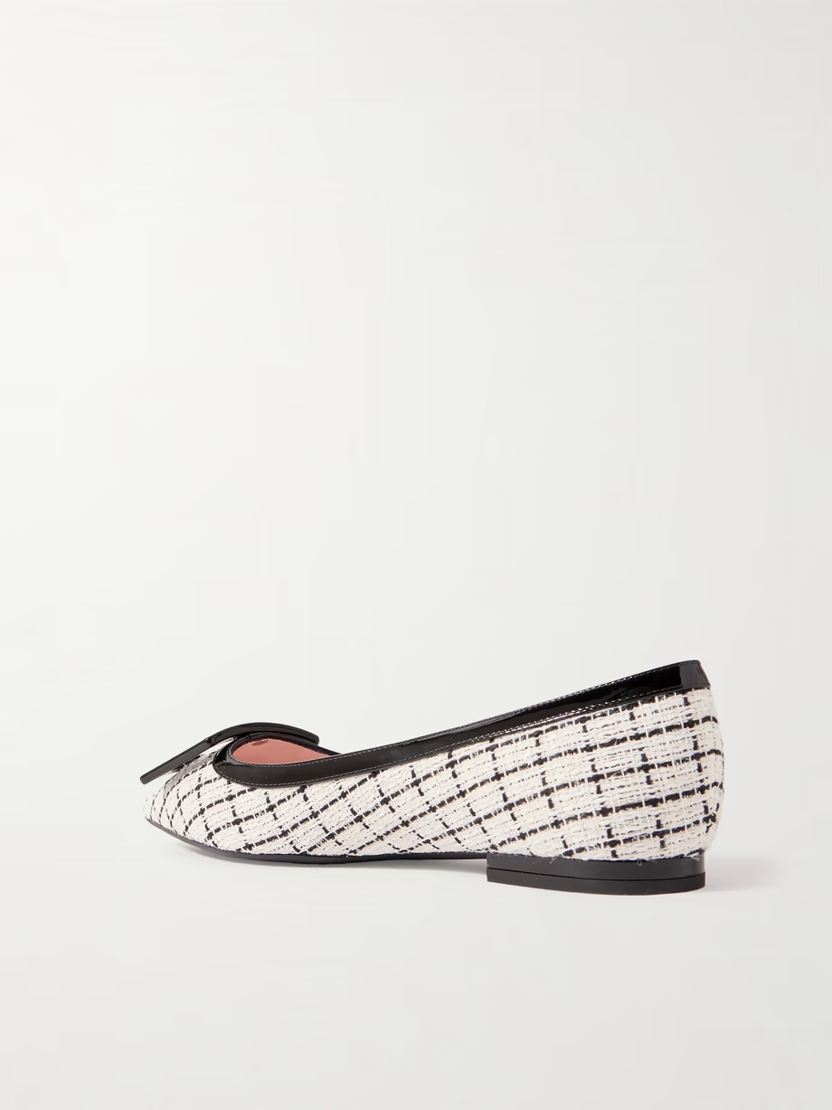 Gommettine patent-leather trimmed tweed point-toe ballet flats Gommettine patent-leather trimmed tweed point-toe ballet flats