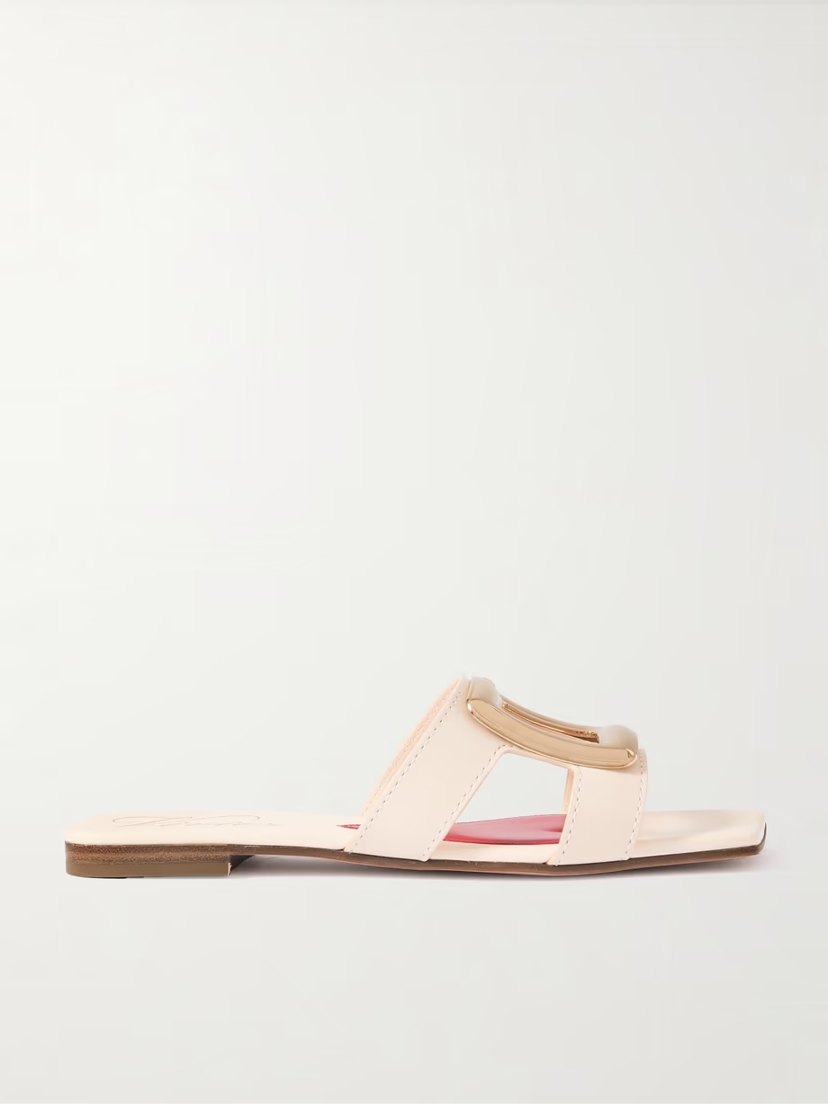 Nagoya embellished cutout leather slides Nagoya embellished cutout leather slides