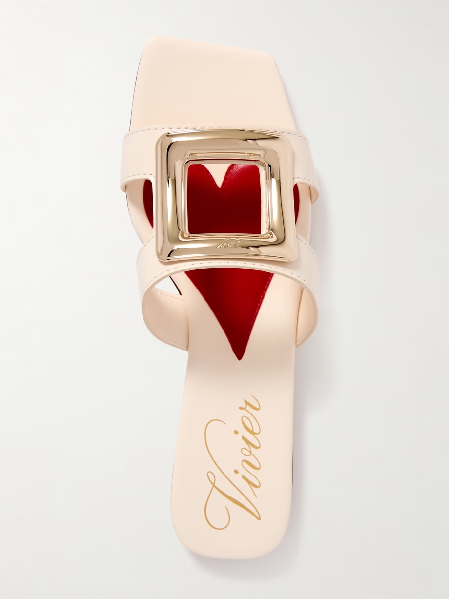 Nagoya embellished cutout leather slides Nagoya embellished cutout leather slides