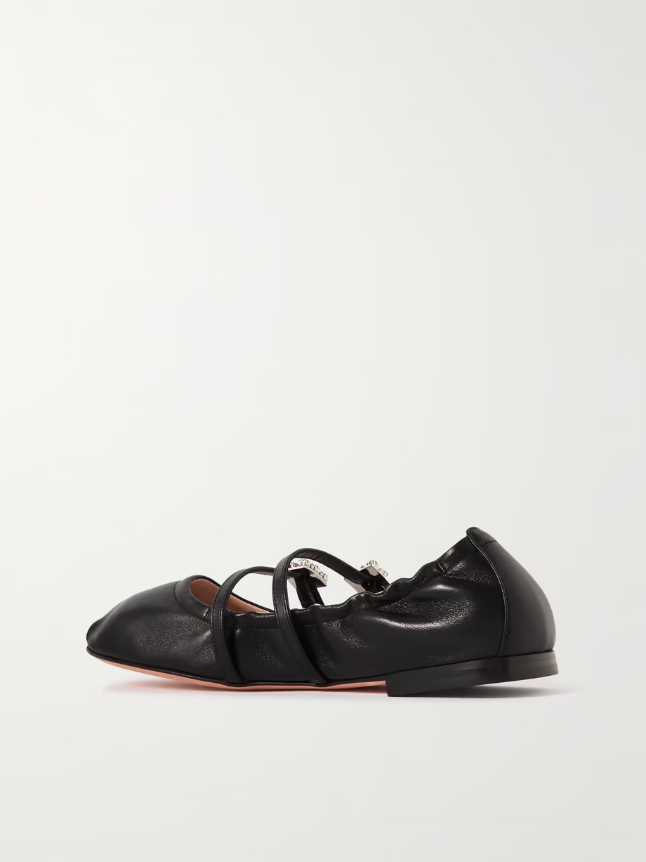 Crystal-embellished leather ballet flats Crystal-embellished leather ballet flats