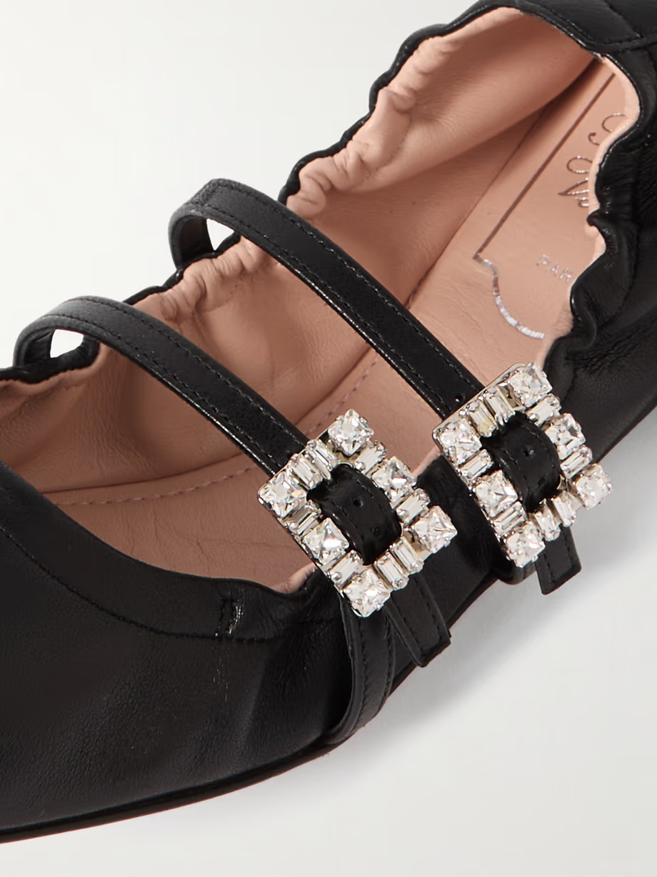Crystal-embellished leather ballet flats Crystal-embellished leather ballet flats
