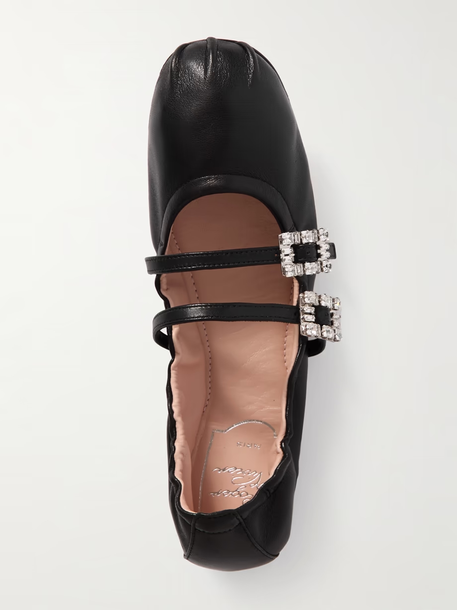 Crystal-embellished leather ballet flats Crystal-embellished leather ballet flats