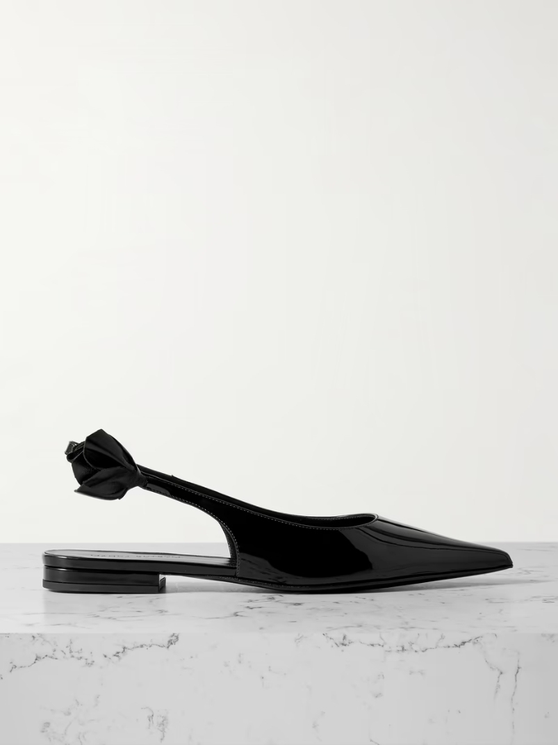 Floral-embellished patent-leather slingback flats Floral-embellished patent-leather slingback flats