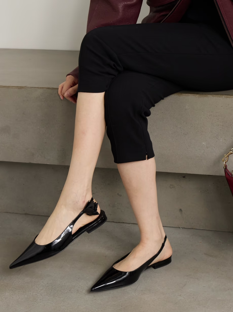 Floral-embellished patent-leather slingback flats Floral-embellished patent-leather slingback flats