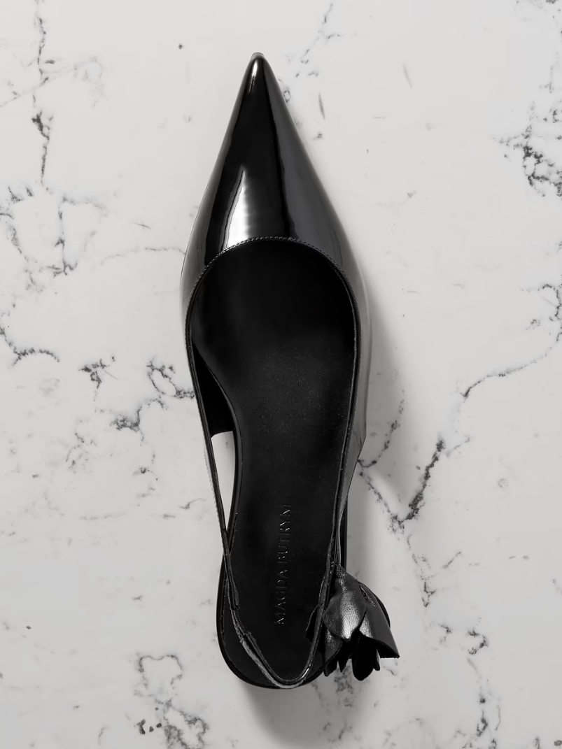 Floral-embellished patent-leather slingback flats Floral-embellished patent-leather slingback flats