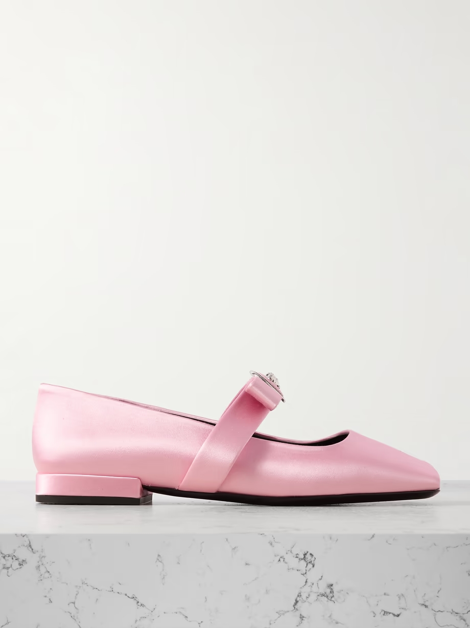 Bow-embellished silk-satin ballet flats Bow-embellished silk-satin ballet flats