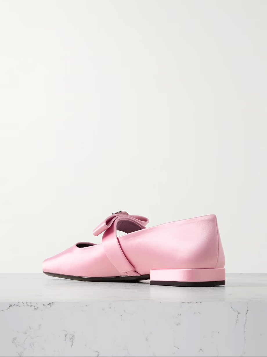 Bow-embellished silk-satin ballet flats Bow-embellished silk-satin ballet flats