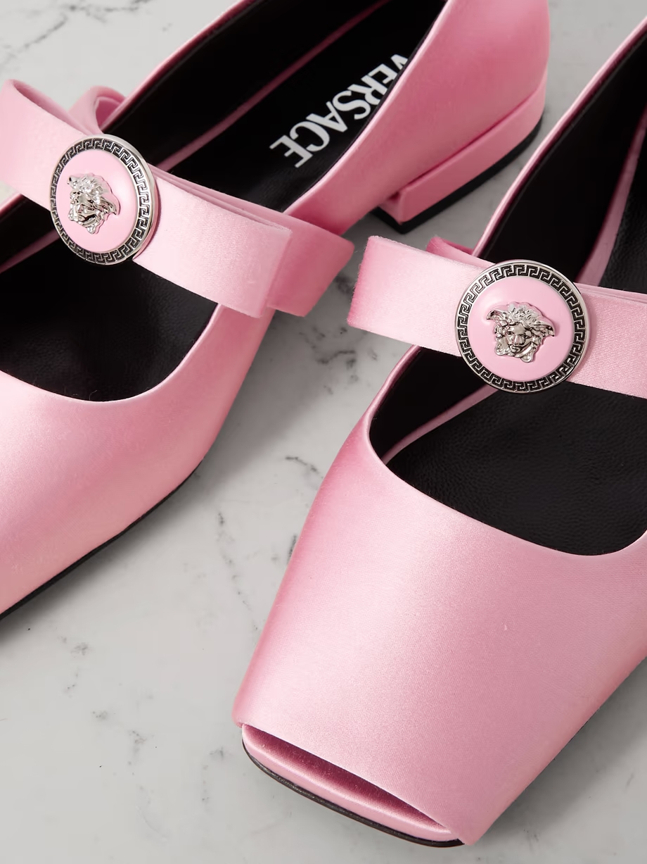 Bow-embellished silk-satin ballet flats Bow-embellished silk-satin ballet flats