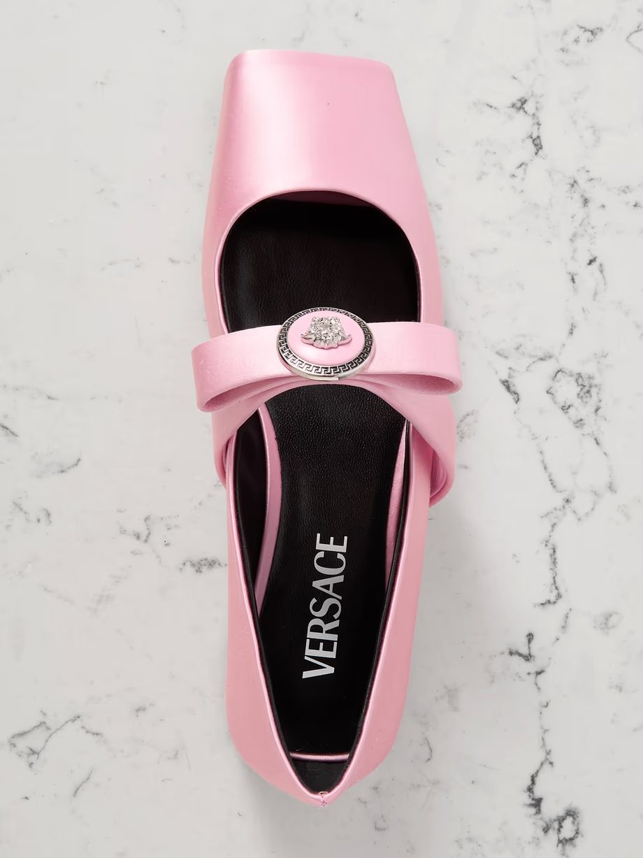 Bow-embellished silk-satin ballet flats Bow-embellished silk-satin ballet flats