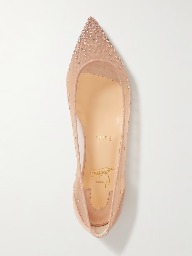 Follies Swarovski crystal-embellished mesh and lamé point-toe flats Follies Swarovski crystal-embellished mesh and lamé point-toe flats