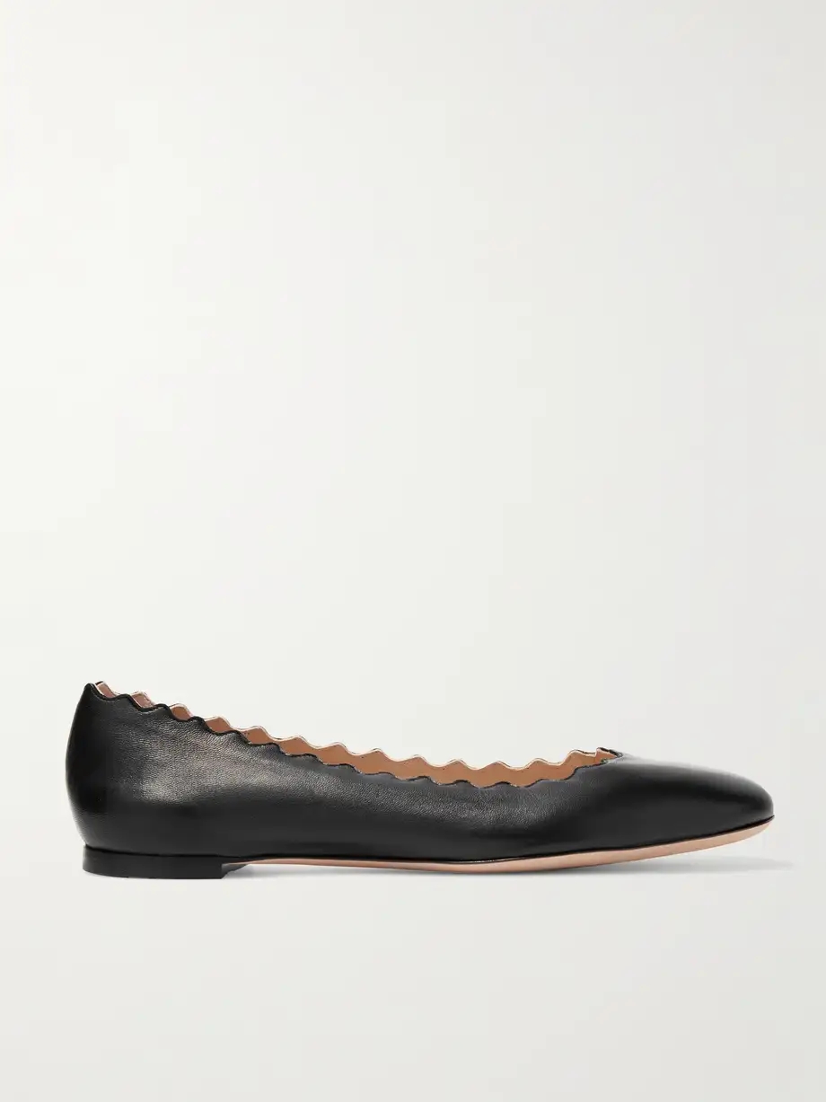 + NET SUSTAIN Lauren scalloped leather ballet flats + NET SUSTAIN Lauren scalloped leather ballet flats