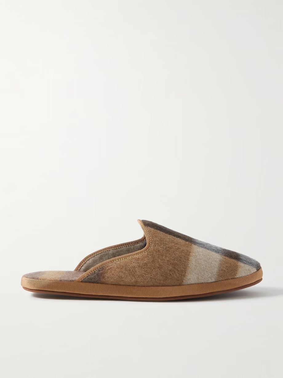 Open Venice checked cashmere slippers Open Venice checked cashmere slippers