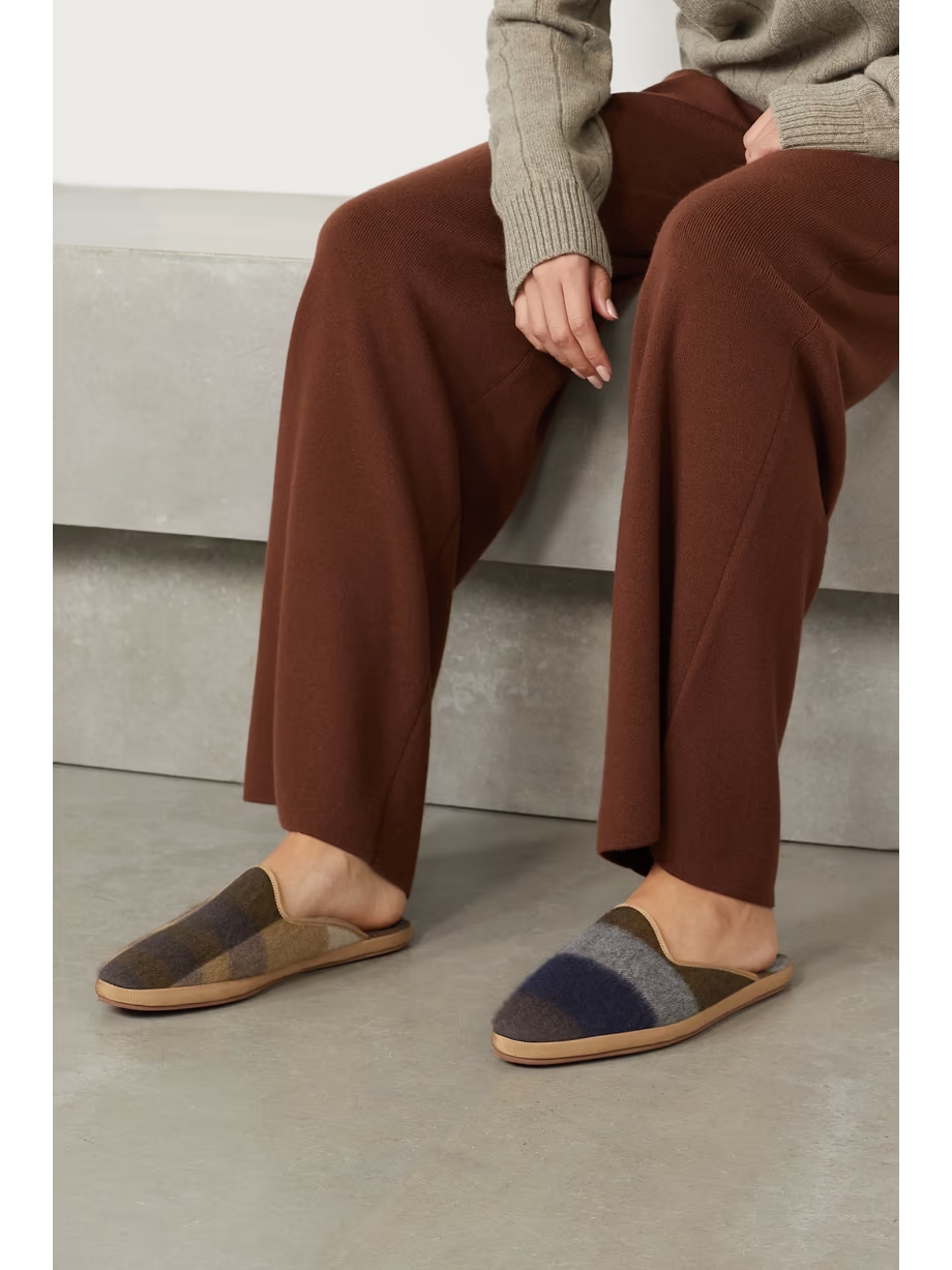Open Venice checked cashmere slippers Open Venice checked cashmere slippers