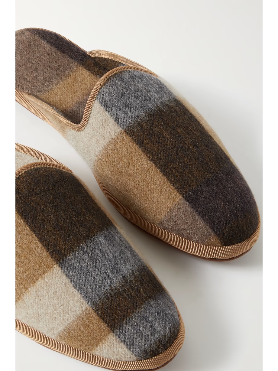 Open Venice checked cashmere slippers Open Venice checked cashmere slippers