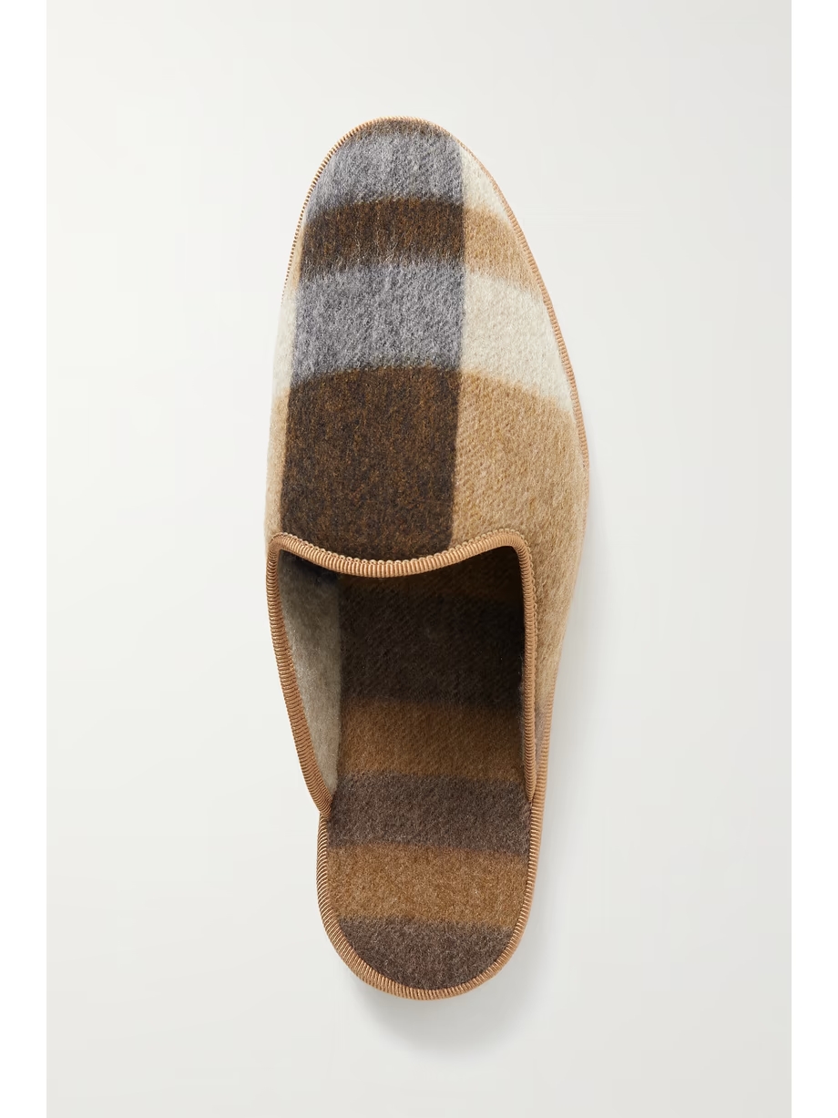 Open Venice checked cashmere slippers Open Venice checked cashmere slippers